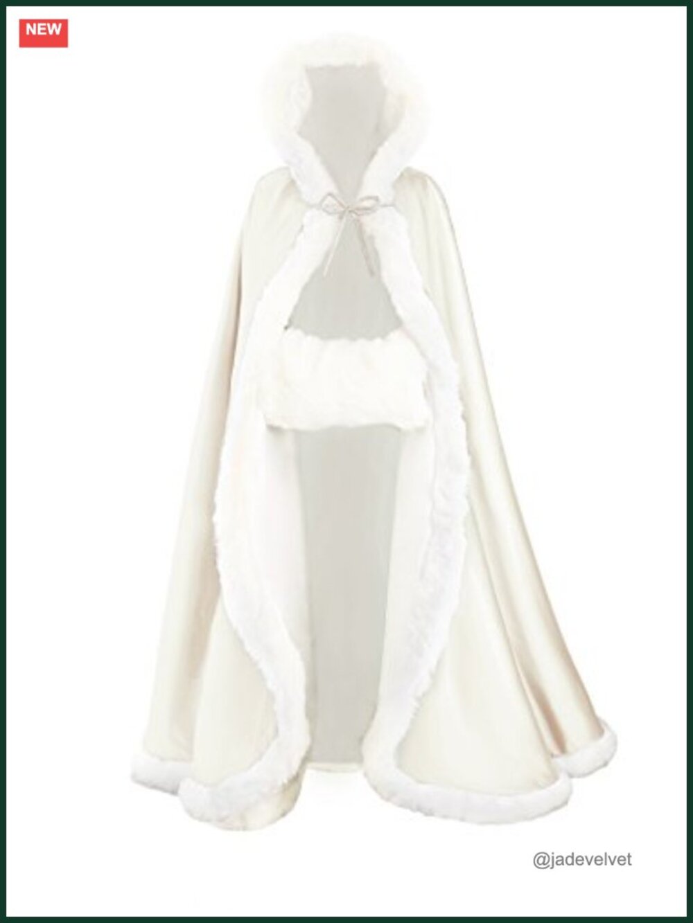 Reversible Hooded Wedding Cape Cloak with Fur Trim & Free Hand Muff
